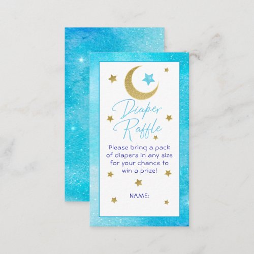 Gold Moon  Stars Baby Boy Diaper Raffle Enclosure Card