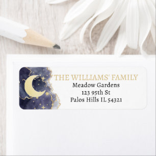 Gold moon stars baby shower return address labels