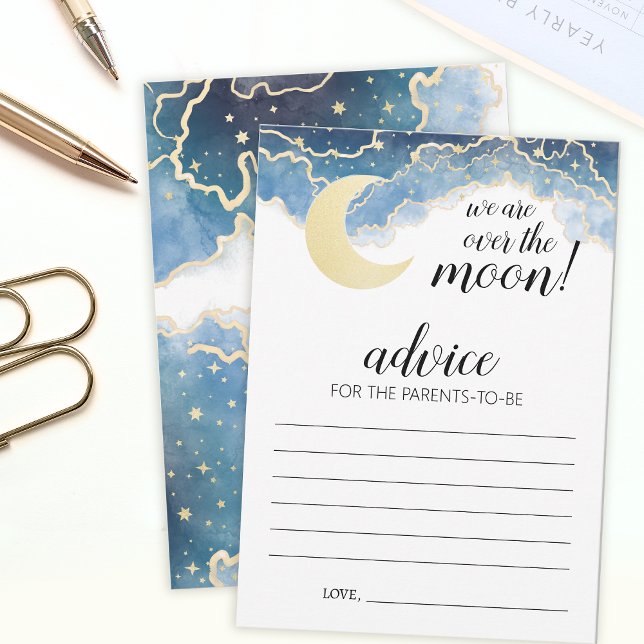 Gold moon stars celestial baby shower Advice cards (Creator Uploaded)