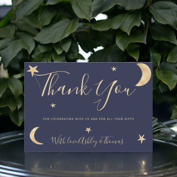 Gold Moon Stars Navy Blue Thank You Baby Shower by girly_trend at Zazzle