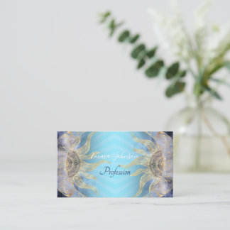 Gold Moon Sun Mandala Celestial Design Business Card
