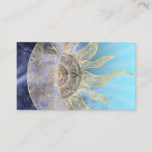 Gold Moon Sun Mandala Celestial Design Business Card