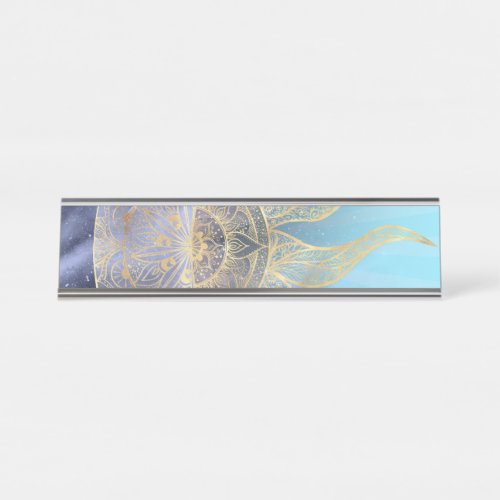Gold Moon Sun Mandala Celestial Design Desk Name Plate