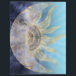 Gold Moon Sun Mandala Celestial Design Letterhead<br><div class="desc">A whimsical, mystic universe nebula gold crescent moon and wavy rays sun mandala celestial design, featuring a crescent stage glowing moon with mandala flowers and night dark blue nebula galaxy stars, dots, circles geometric shapes, mermaid scale, and wavy rays sun mandala, floral and leaves doodling art, made with a faux...</div>