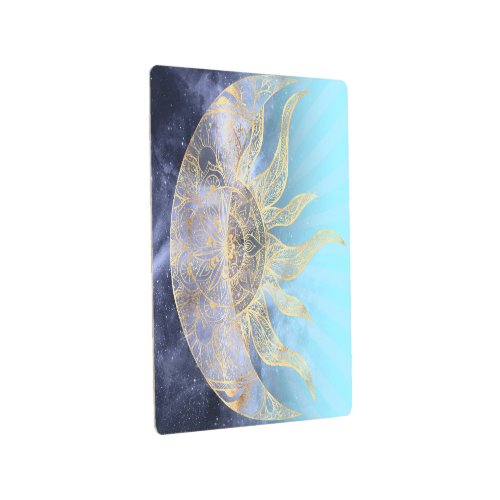 Gold Moon Sun Mandala Celestial Design Metal Print