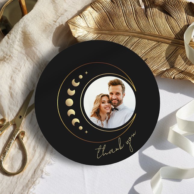Gold Moon Wedding Round Thank You Card (Creator Uploaded)