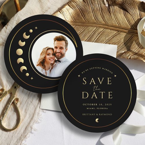 Gold Moon Wedding Save The Date Card