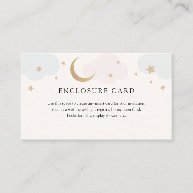 Gold Moon with Pink and Blue Clouds Enclosure Card (Front)