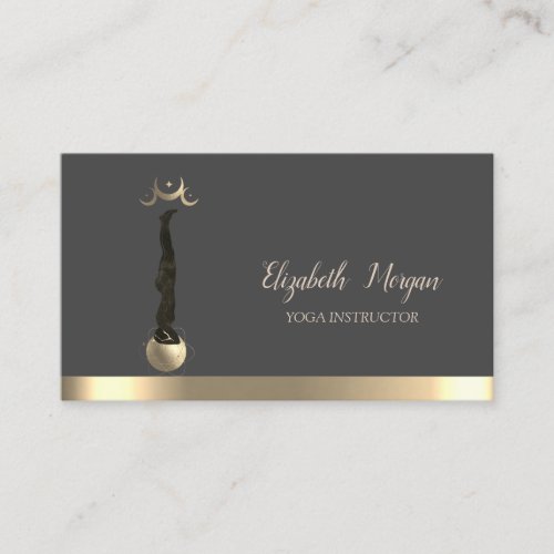 Gold Moon Women Silhouette Yoga Instructor Business Card