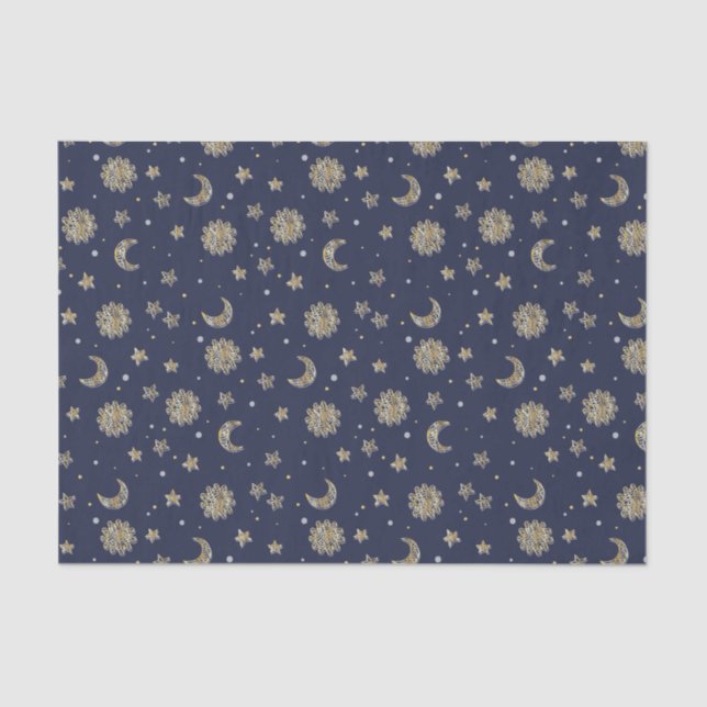 Gold Moons & Stars Tissue Paper (Front)