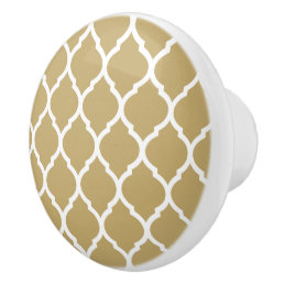 Gold Moroccan Quatrefoil Ceramic Knob