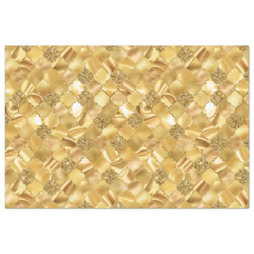 Gold Moroccan Quatrefoil Pattern Tissue Paper