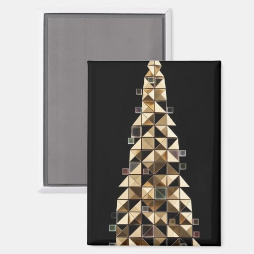 Gold Mosaic Christmas Tree Geometric  Magnet