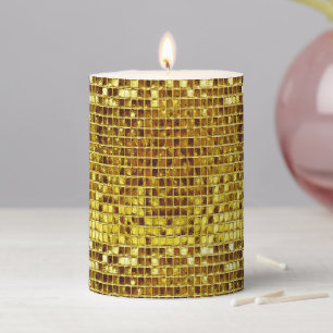 Gold Mosaic Elegant Glam Aesthetic Luxury Modern Pillar Candle