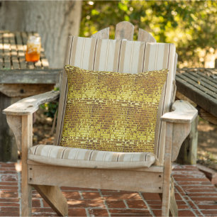 Gold Mosaic Elegant Glam Aesthetic Luxury Patio Outdoor Pillow