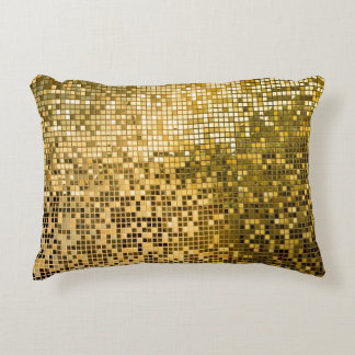 Gold Mosaic: Square Tiles Texture. Accent Pillow