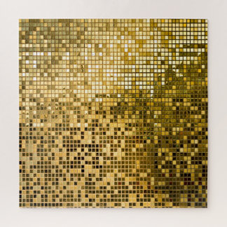 Gold Mosaic: Square Tiles Texture. Jigsaw Puzzle