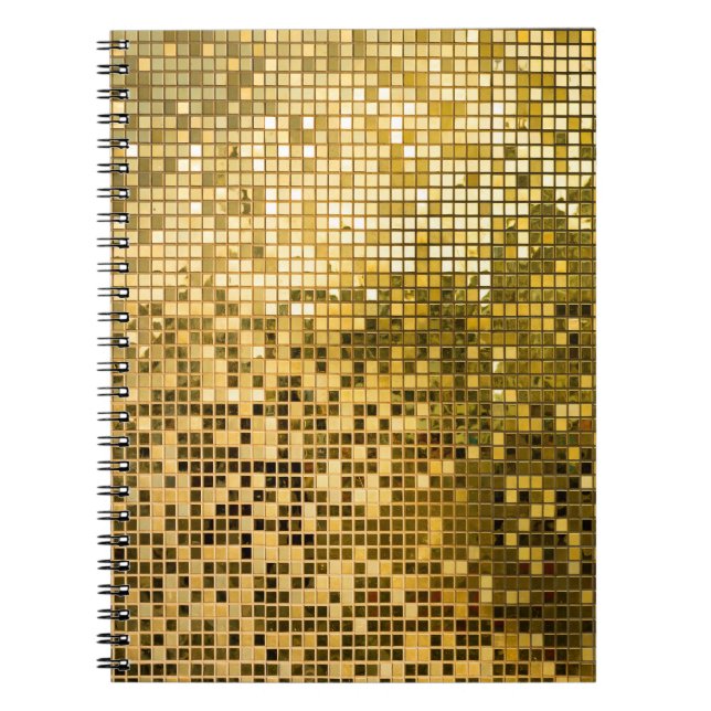 Gold Mosaic: Square Tiles Texture. Notebook (Front)