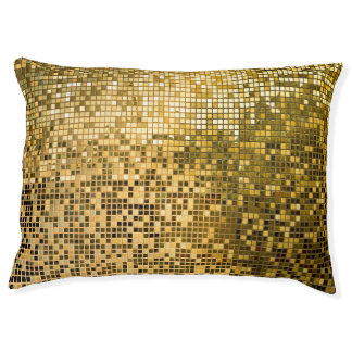 Gold Mosaic: Square Tiles Texture. Pet Bed