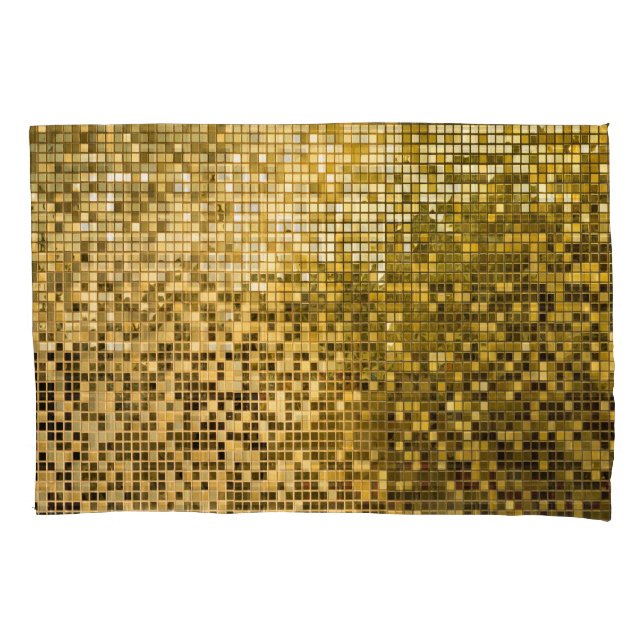 Gold Mosaic: Square Tiles Texture. Pillow Case (Front)