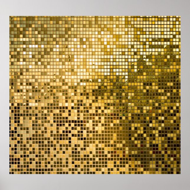 Gold Mosaic: Square Tiles Texture. Poster (Front)