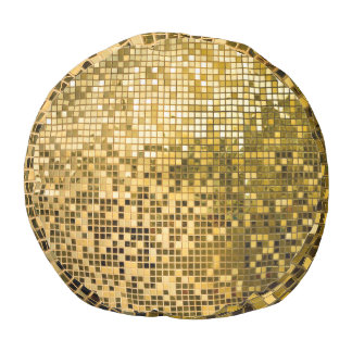 Gold Mosaic: Square Tiles Texture. Pouf