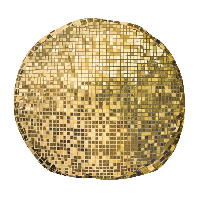 Gold Mosaic: Square Tiles Texture. Pouf (Bottom)