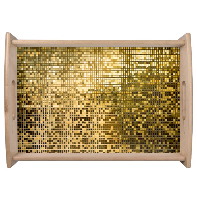 Gold Mosaic: Square Tiles Texture. Serving Tray (Front)