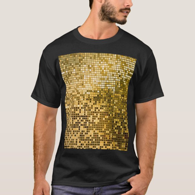 Gold Mosaic: Square Tiles Texture. T-Shirt (Front)