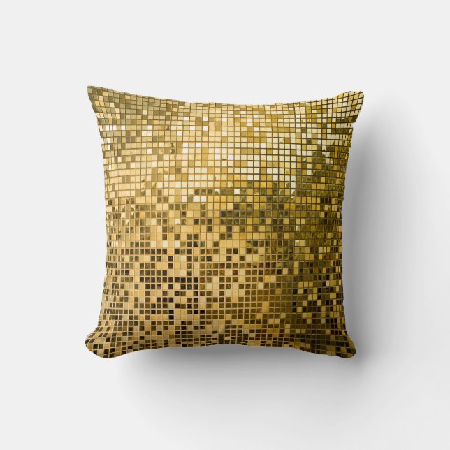Gold Mosaic: Square Tiles Texture. Throw Pillow (Front)