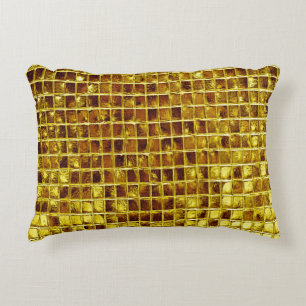 Gold Mosaic Tiles Elegant Modern Luxury Accent Pillow