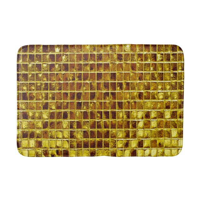 Gold Mosaic Tiles Elegant Modern Luxury Bath Mat (Front)