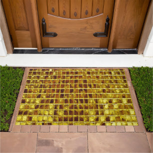 Gold Mosaic Tiles Elegant Modern Luxury Doormat