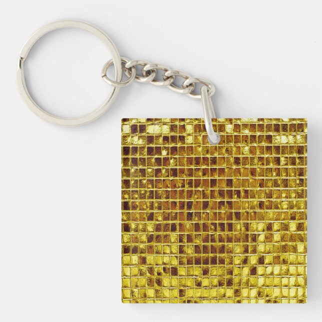 Gold Mosaic Tiles Elegant Modern Luxury Keychain (Front)