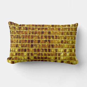 Gold Mosaic Tiles Elegant Modern Luxury Lumbar Pillow
