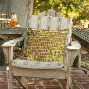 Gold Mosaic Tiles Elegant Modern Luxury Patio Outdoor Pillow
