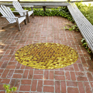 Gold Mosaic Tiles Elegant Modern Luxury Patio Outdoor Rug