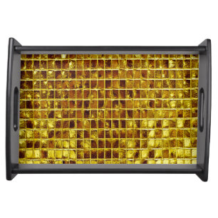Gold Mosaic Tiles Elegant Modern Luxury Serving Tray