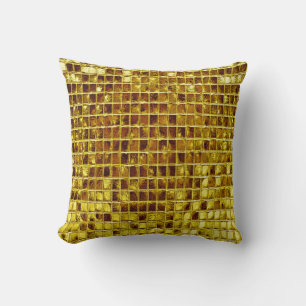 Gold Mosaic Tiles Elegant Modern Luxury Throw Pillow