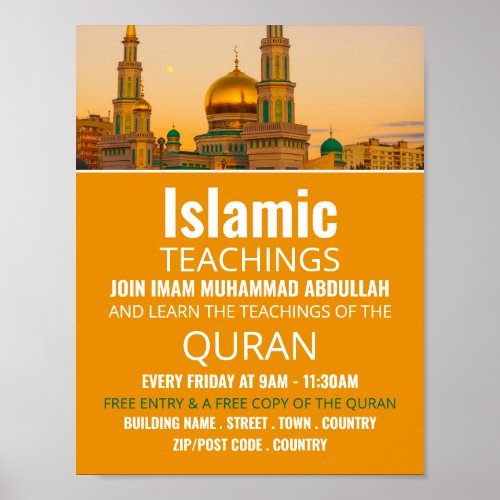 Gold Mosque Islamic Teaching Advertising Poster