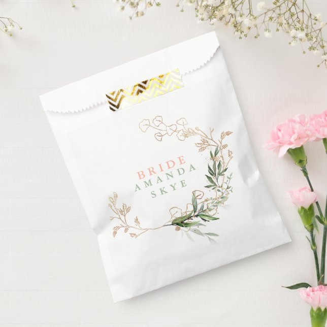 Gold Moss Eucalyptus Modern Abstract Bridal Shower Favor Bag (Sealed)