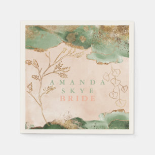 Gold Moss Eucalyptus Modern Abstract Napkins
