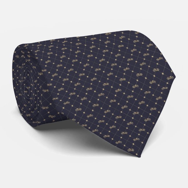 Gold Motorcycle Neck Tie (Rolled)