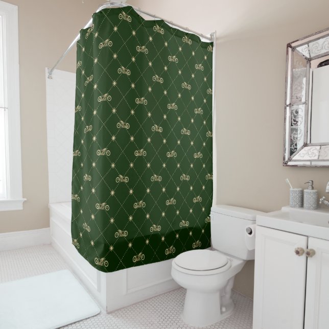 Gold Motorcycle Shower Curtain (In Situ)