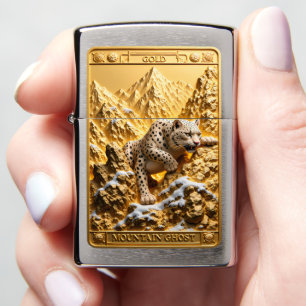 Gold Mountain Ghost Cautious Leopard Zippo Lighter