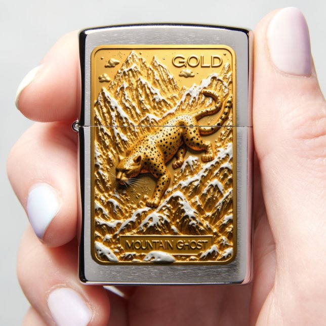 Gold Mountain Ghost Leopard Alpine Zippo Lighter (In Hand)