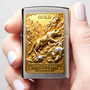Gold Mountain Ghost Prowling Leopard Zippo Lighter