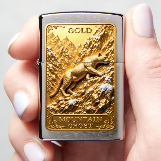 Gold Mountain Ghost Prowling Leopard Zippo Lighter (In Hand)