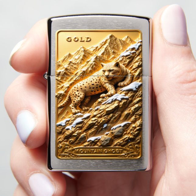 Gold Mountain Ghost Watchful Leopard Zippo Lighter (In Hand)