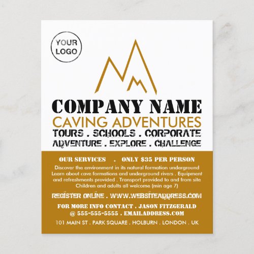 Gold Mountain Logo Caving Adventure Advertising Flyer